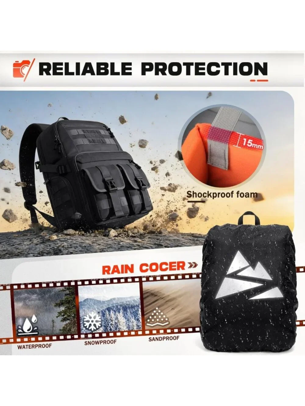 Waterproof Camera Backpack for DSLR/SLR/Mirrorless - Tactical Photography Case